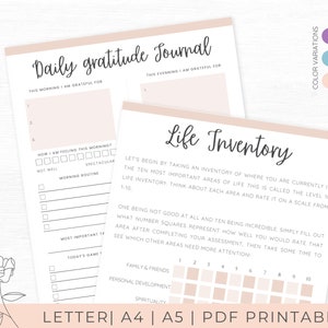 Gratitude Journal Printable, Mindfulness Journal, Daily Gratitude, Daily Check-In, Reflection Planner, Wellness Diaries, Digital Download