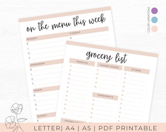 Meal Planner Printable Download, Weekly Meal Plan, Editable Meal Planner, Weekly Meal Planner Journal, Food journal Diary, calorie tracker,