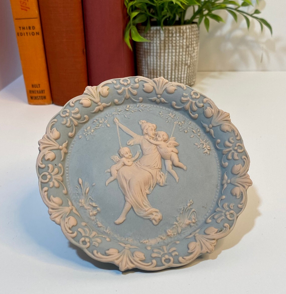 Antigua Schafer Vater Rosa y Azul Wedgewood Estilo Jasperware | Etsy