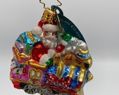 Vintage Christopher Radko Toyland Express Little Gem Santa Train Glass Christmas Ornament Brand New Poland