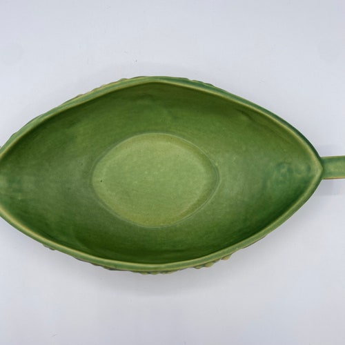Vintage Roseville Pottery Green Brown Snowberry Flower Double Handled Console Bowl Vase 1940s shops USA