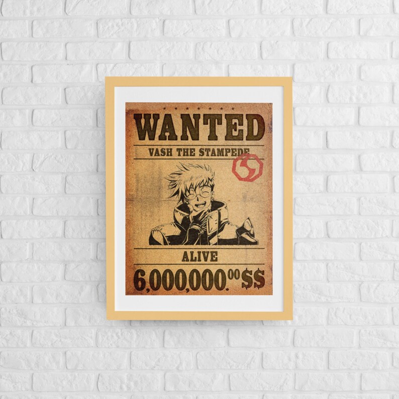 Wanted Vash the Stampede Postertrigun Posteranime Etsy