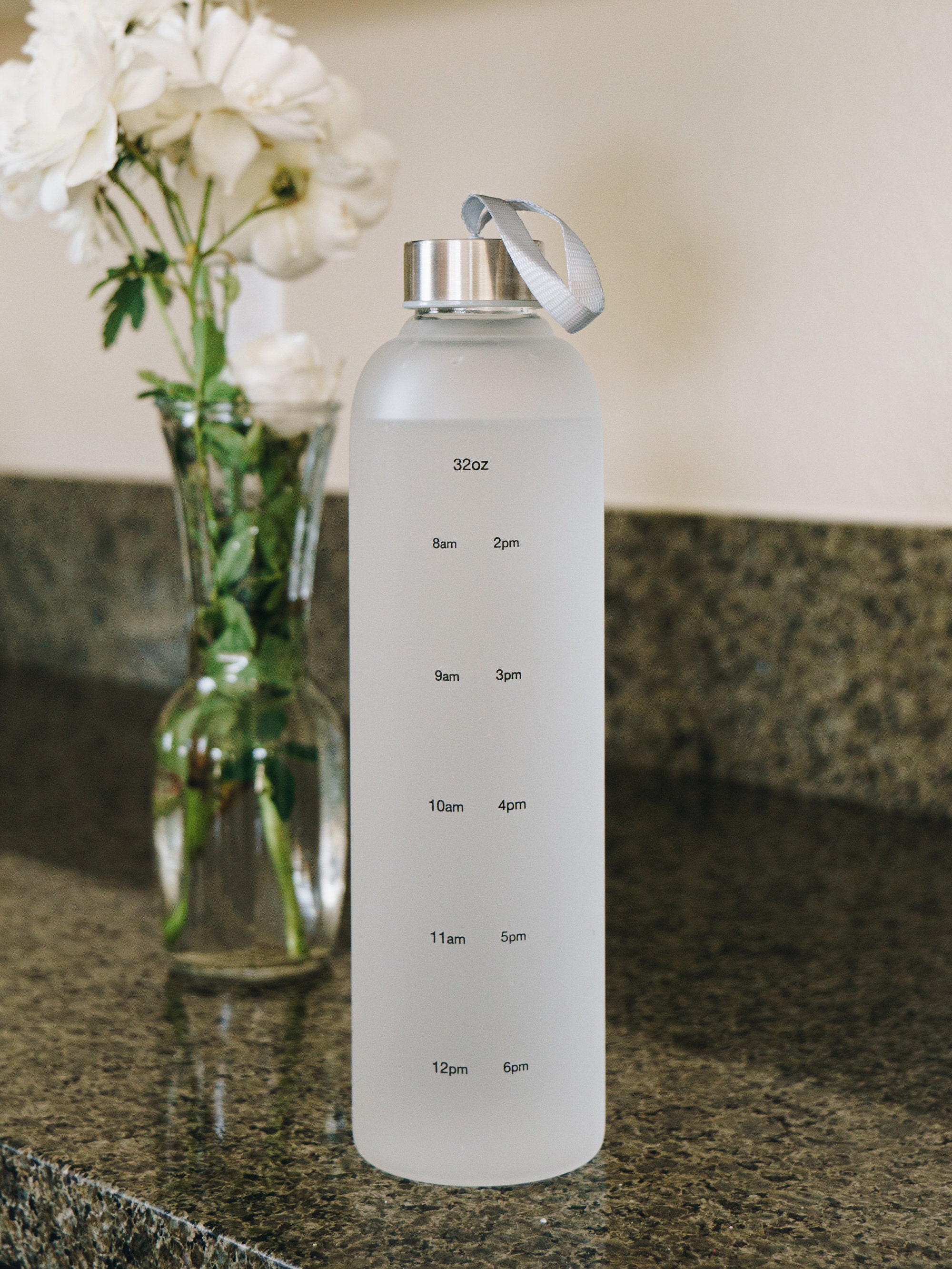 32oz Glass Water Bottle With Time Marker Etsy