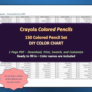 Crayola - 150 kleurpotlodenset - PDF DIY-kleurenkaart / staalblad