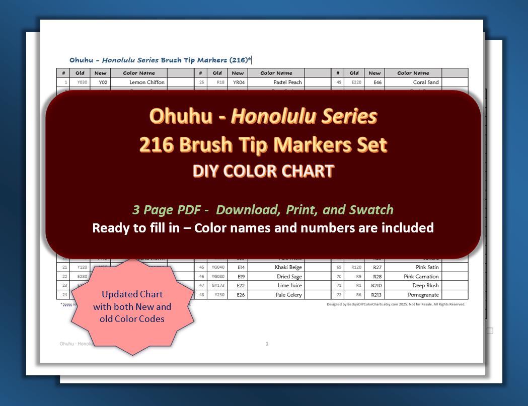 Ohuhu - Honolulu Series (brush Tip) 216 Marker Set - DIY Color