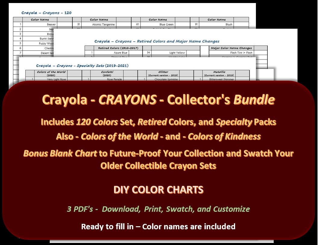 Gel Pens 120 Pen Set Digital Download DIY Color Chart / Swatch Sheet