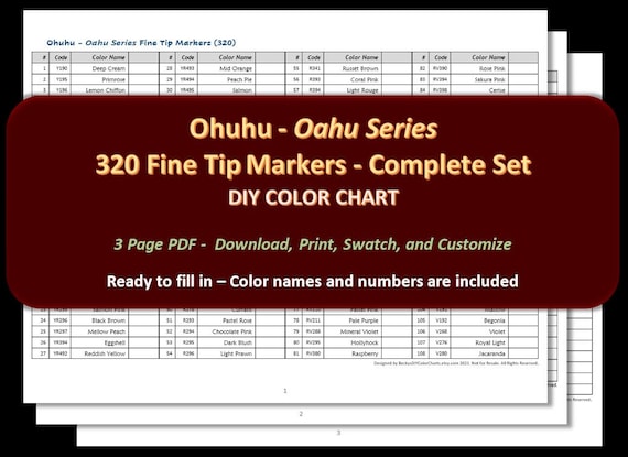 Ohuhu Set di pennarelli 320 serie Oahu punta fine Cartella colori fai da te  / Foglio campioni Download digitale -  Italia