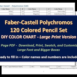 Faber Castell Polychromos - LARGE PRINT 120 Buntstifte Set - DIY Farbkarte/Swatch Sheet - Digital Download