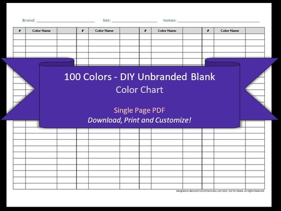 Crayola Super Tips 100 Colors Marker Set Swatch Template | DIY Single Page  Color Swatch | Printable Digital PDF Template | Instant Download