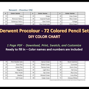 Derwent Procolour - 72 Buntstifte Set - DIY Farbkarte - Digitaler Download
