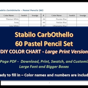Stabilo CarbOthello - GROTE PRINT 60 Pastelpotloodset - DIY Kleurenkaart / Swatch Sheet - Digitale download