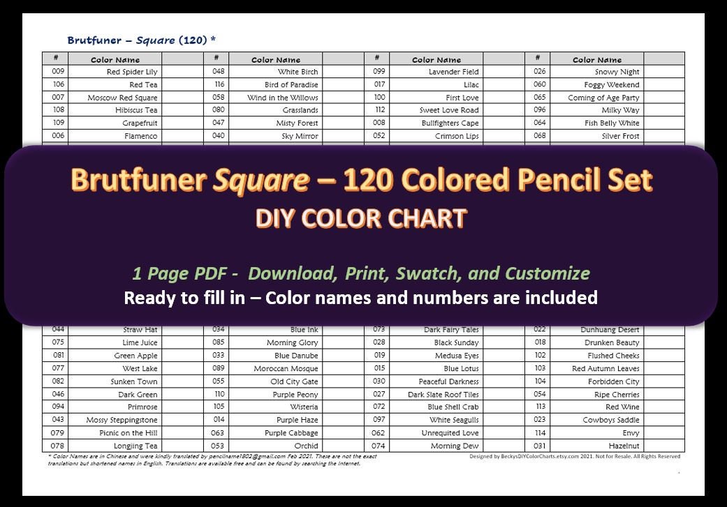 Brutfuner square Oily Pencils 120 Colored Pencil Etsy Australia