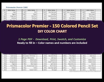 Prismacolor 150 Swatch Template DIY Single Page Color Swatch Digital ...