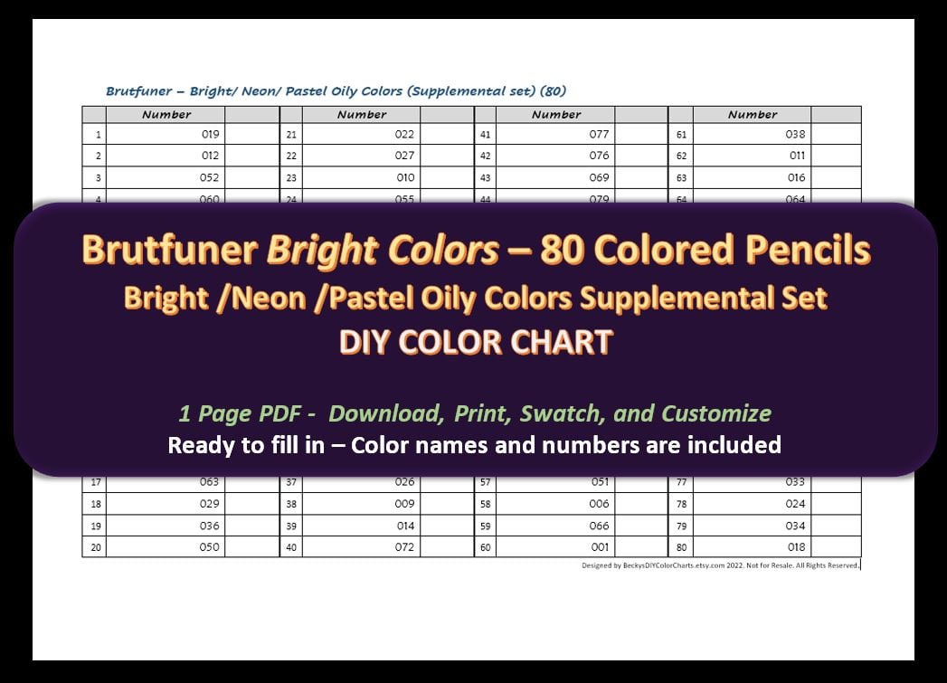 Brutfuner 80 Colors Oil HB Colored Pencils Sketch Bright Colors