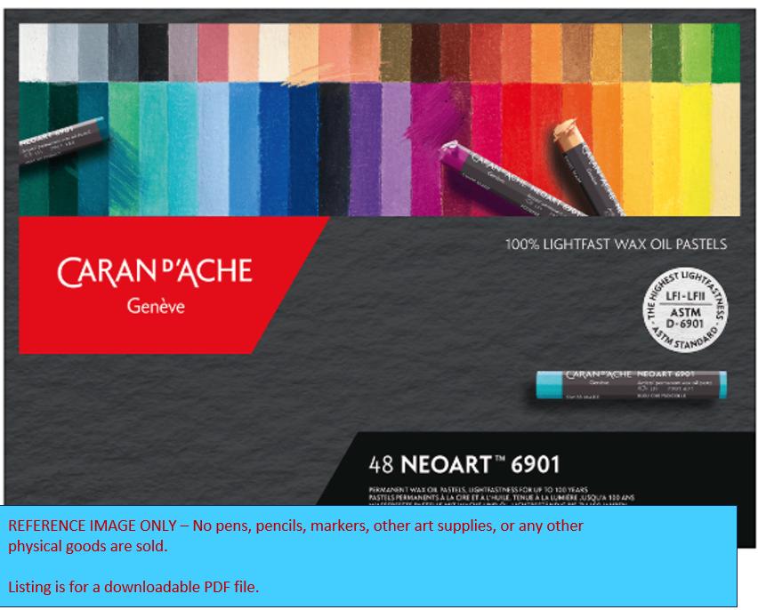 Caran D'ache Neoart - 48 Wax Oil Pastels Set - DIY Color Chart