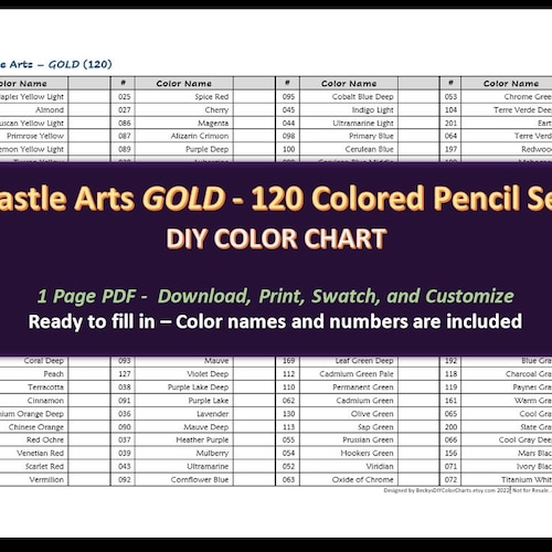 Starjoy GOLD 120 Colored Pencil Set DIY Color Chart / Etsy
