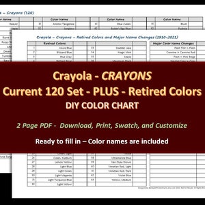 120 Crayola Super Tips Label & Swatch in Color Order 