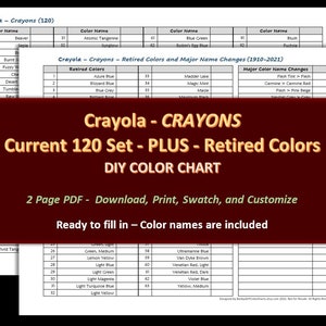 120 Crayola Color Pencil Coloring Swatch Chart, Printable PDF