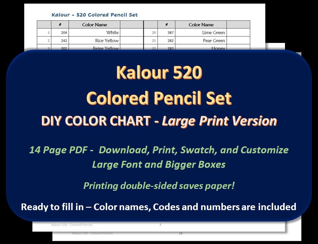 Kalour 520 Ensemble de crayons de couleur Nuancier vierge DIY / Feuille  déchantillons Téléchargement numérique -  Canada