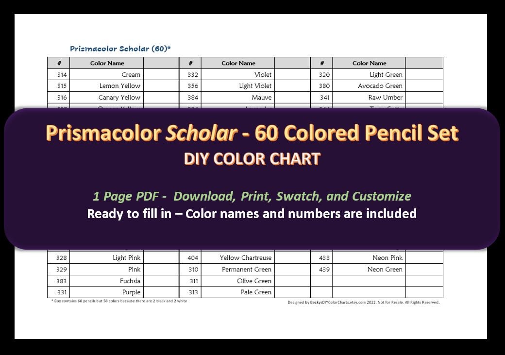 Prismacolor Scholar Colored Set of 60 Pencils Drawing, Blending, Coloring  Books, Prismacolor Arts Crafts 