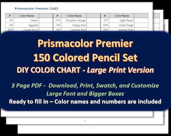 Prismacolor Premier 150 Swatch Chart  Prismacolor, Colored pencils, Color  pencil drawing