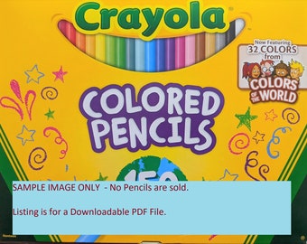 Crayola 150 Colored Pencil Set DIY Color Chart / Swatch Sheet