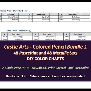 Castle Arts - Pencil Bundle 2 - Origineel en pasteltint/metallic - 1 pagina elk - DIY kleurenkaart / staalblad - digitale download