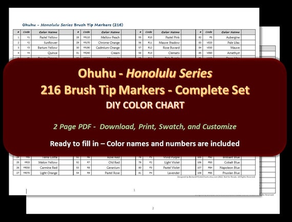 Ohuhu Honolulu 216 Colors Dual Tips Alcohol Art Markers, Brush & Fine