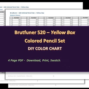 Brutfuner - YELLOW BOX - Set di 520 matite colorate - Tabella colori vuota fai da te/Foglio di campioni - Download digitale