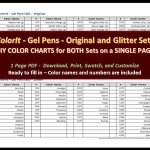 ColorIt - Gelpennen - Zowel originele als glittersets - DIY-kleurenkaart / staalblad - Digitale download