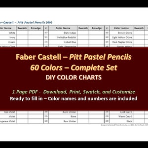 Faber-Castell - 60 Pitt-pastelpotlodenset - DIY-kleurenkaart / staalblad - Digitale download