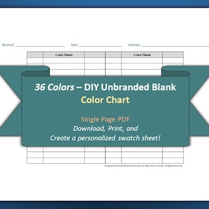 36 Farben - 1 Seite - DIY Blanko Farbkarte/Swatch Sheet