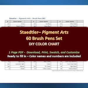 Staedtler - Conjunto de canetas pincel Pigment Arts 60 - Tabela de cores / folha de amostras em PDF DIY