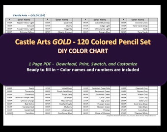 120 Piece Castle Gold Colored Pencil Set in Zip Up Case
