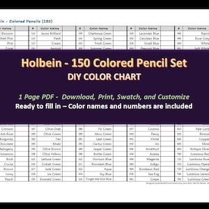 Holbein - 150 kleurpotloodset - DIY-kleurenkaart / staalblad - digitale download