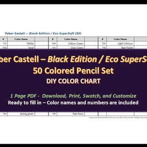 Crayola 150 Colored Pencil Set DIY Color Chart / Swatch Sheet