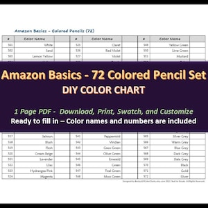 Amazon Basics - Set di 72 matite colorate - Cartella colori fai da te / Foglio campioni - Download digitale