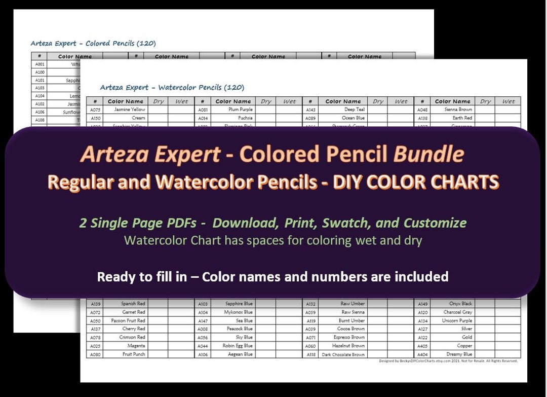 Colorit Gel Pens Both Original and Glitter Sets DIY Color Chart / Swatch  Sheet Digital Download 