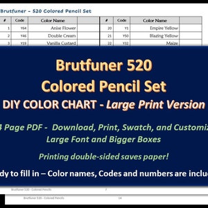 Brutfuner - LARGE PRINT Original in blumigen Schachteln - 520 Buntstifte Set - DIY Farbkarte / Musterblatt - Digital Download
