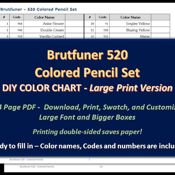 Brutfuner Color Chart in Color Order - Etsy