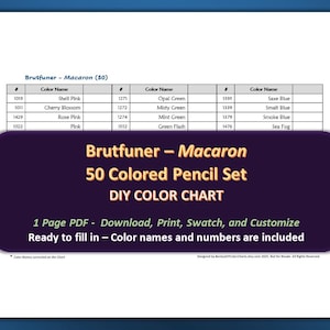 Brutfuner Macaron - 50 Buntstifte Set - DIY Farbkarte/Swatch Sheet - Digital Download