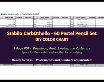 Stabilo CarbOthello - 60 Pastellstifte Set - DIY Farbkarte / Musterblatt - Digitaler Download