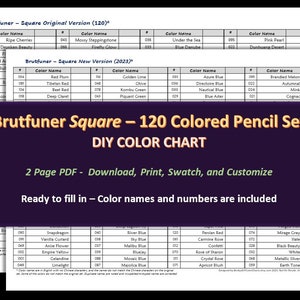 Brutfuner "Square" Pencils - 120 Buntstifte Set - DIY Farbkarte/Swatch Sheet - Digitaler Download