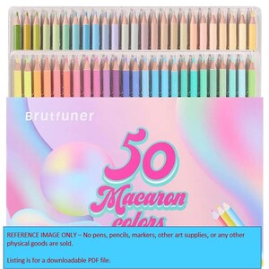 Brutfuner Macaron 50 pencils set - Pencils and box reference image.