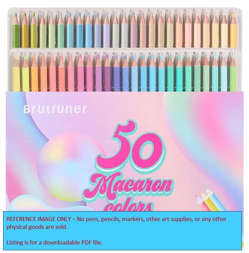 Brutfuner Macaron 50 pencils set - Pencils and box reference image.
