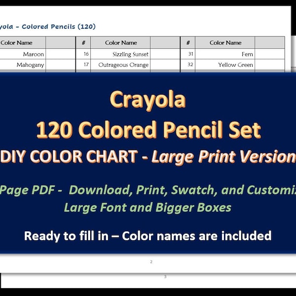 Crayola Color Chart - Etsy