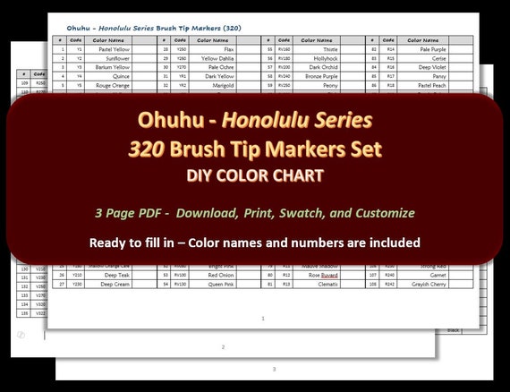 Ohuhu Honolulu 24 Set Swatch - Brush Markers 