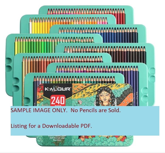 Kalour - 240 Colored Pencil Set - DIY Color Chart / Swatch Sheet - Digital  Download