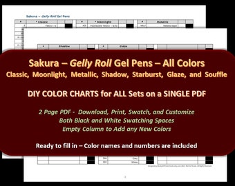 Color Charts For Gel Pens - The Coloring Inn