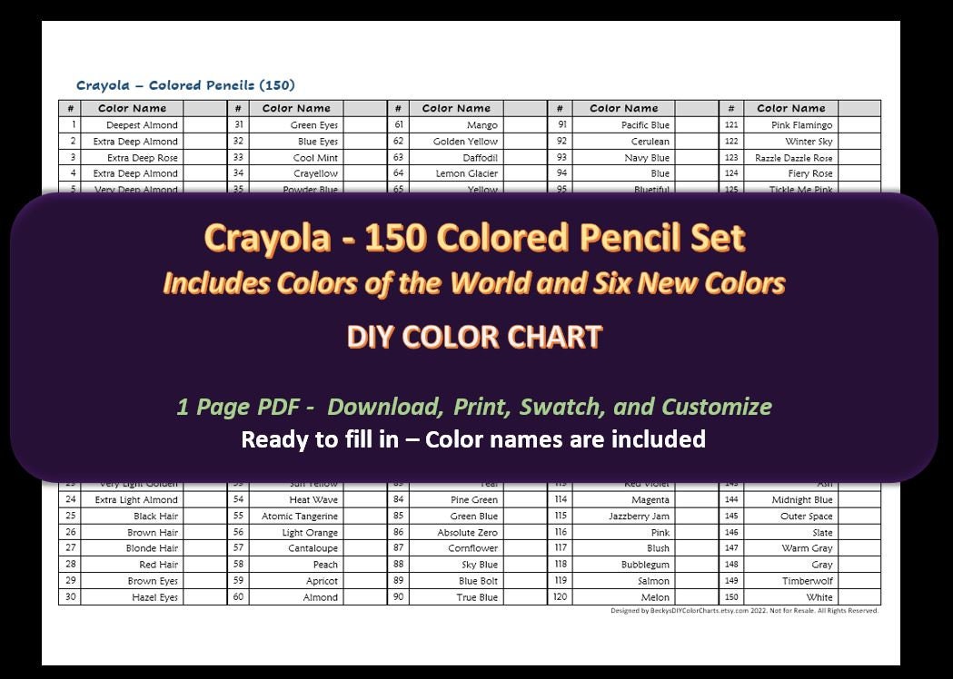 Crayola Super Tips 100 Colors Marker Set Swatch Template DIY Single Page  Color Swatch Printable Digital PDF Template Instant Download -  Denmark